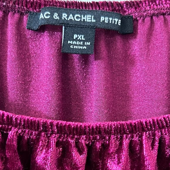 Zac & Rachel Women's Top Pink Velvet 3/4 Ruffle Sleeve Blouse Size PXL - Picture 4 of 8